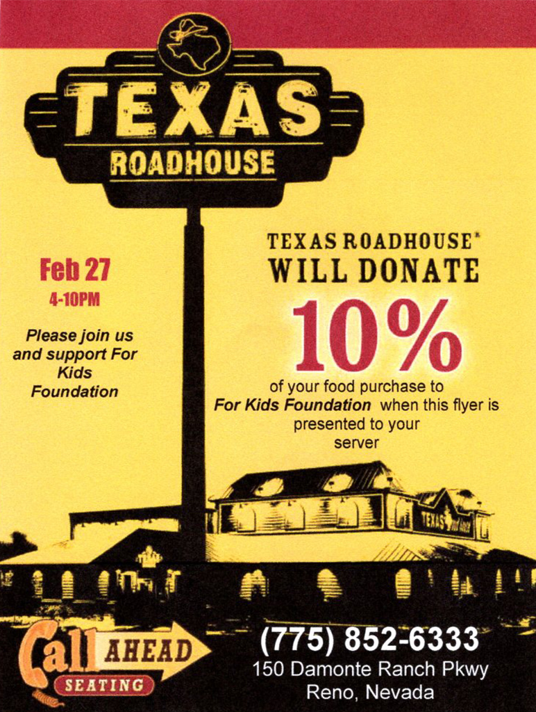 Texas Roadhouse Fundraiser For Kids Foundation A Charitable
